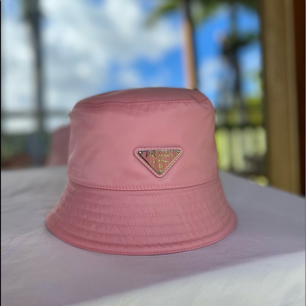 Pink Prada bucket hat